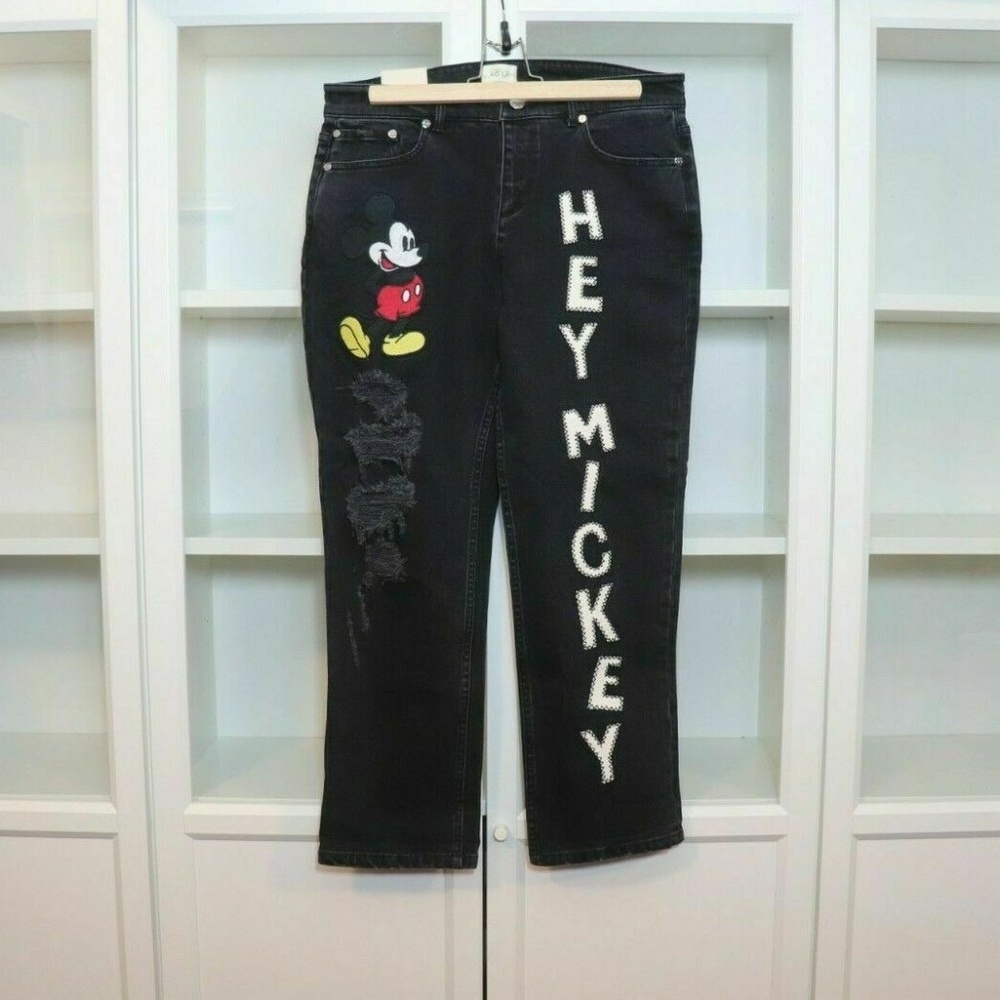 Alice + Olivia Scott Jeans Embroidered Mickey 28